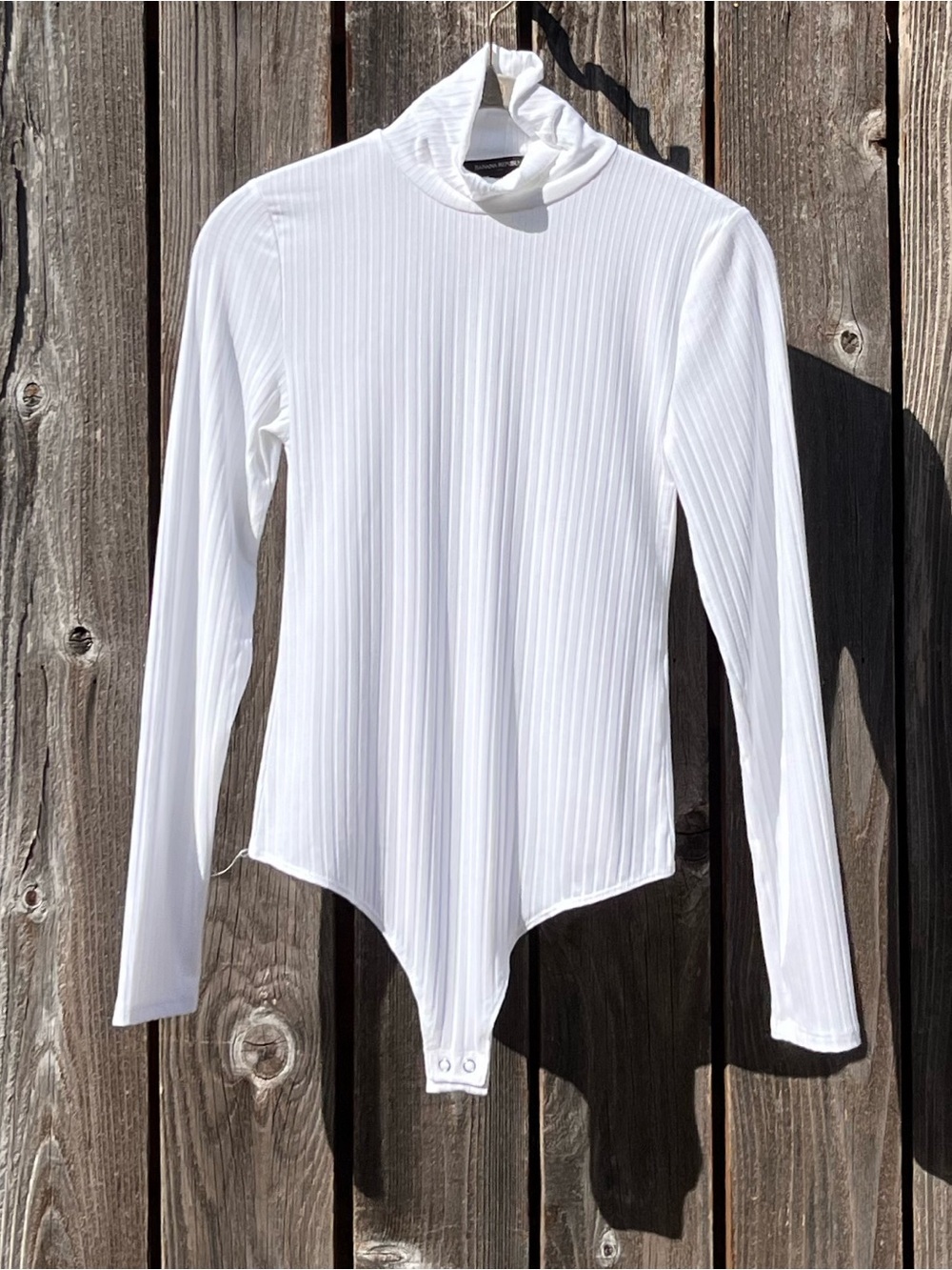 Banana Republic white turtleneck long sleeve ribbed bodysuit size XS